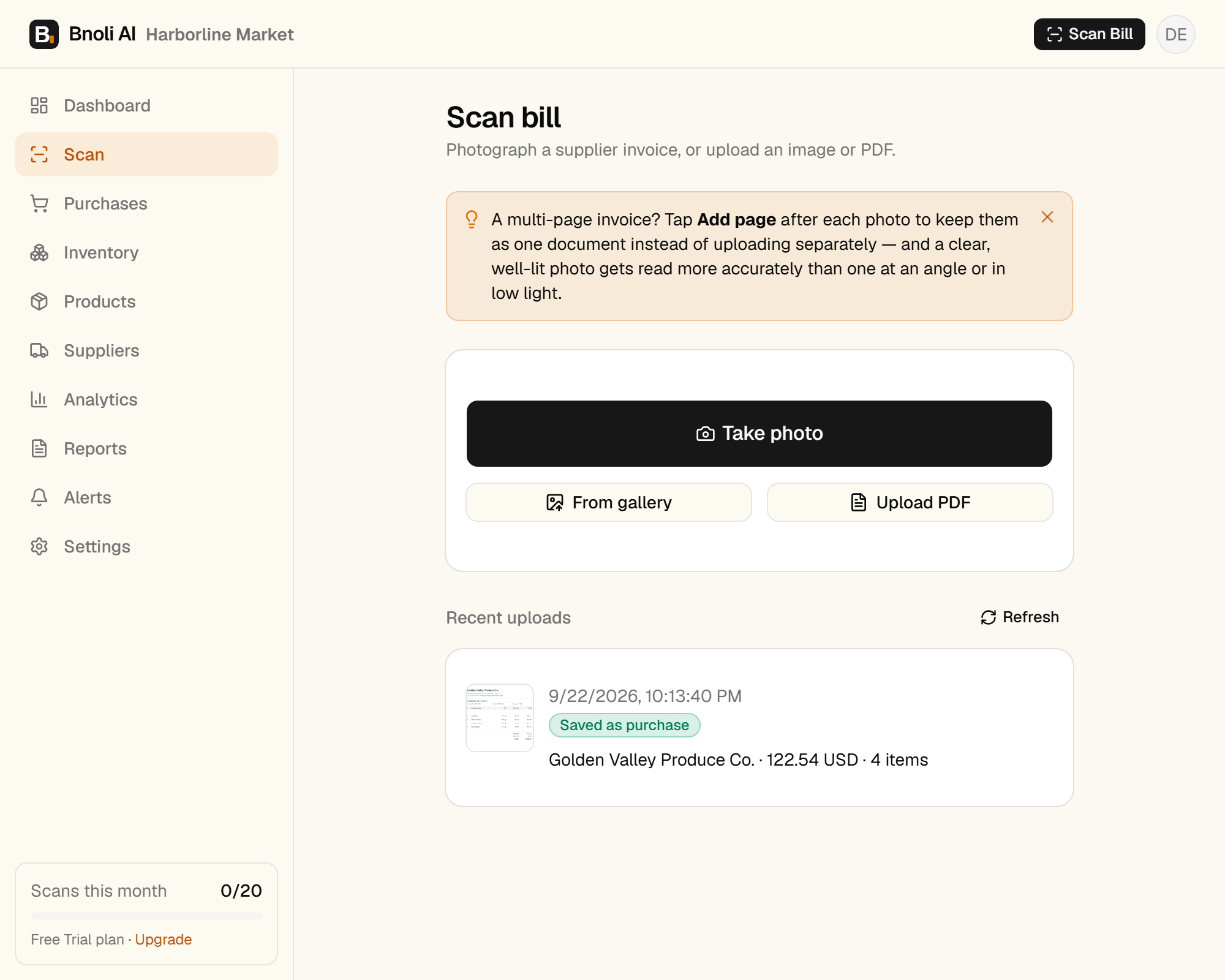 Screenshot: Snap or upload